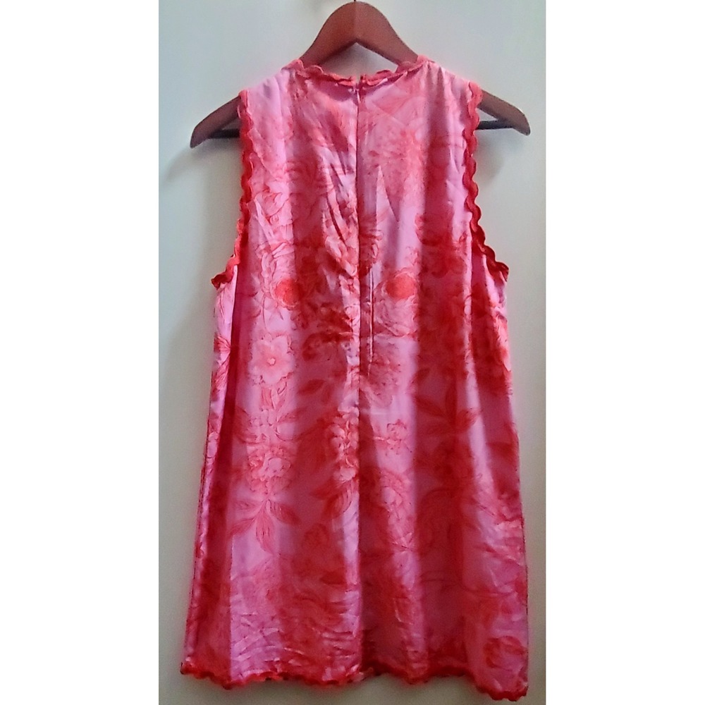TCEC Dress M Sheath Hamptons M Violet & Red Floral Bric A Brac Trim Pockets Zip - Picture 5 of 10